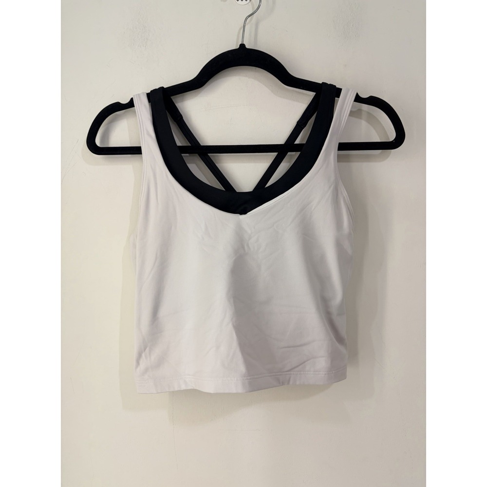 Gilly Hicks Boost Active Tank Top Built In Sports Bra White Black Women's M